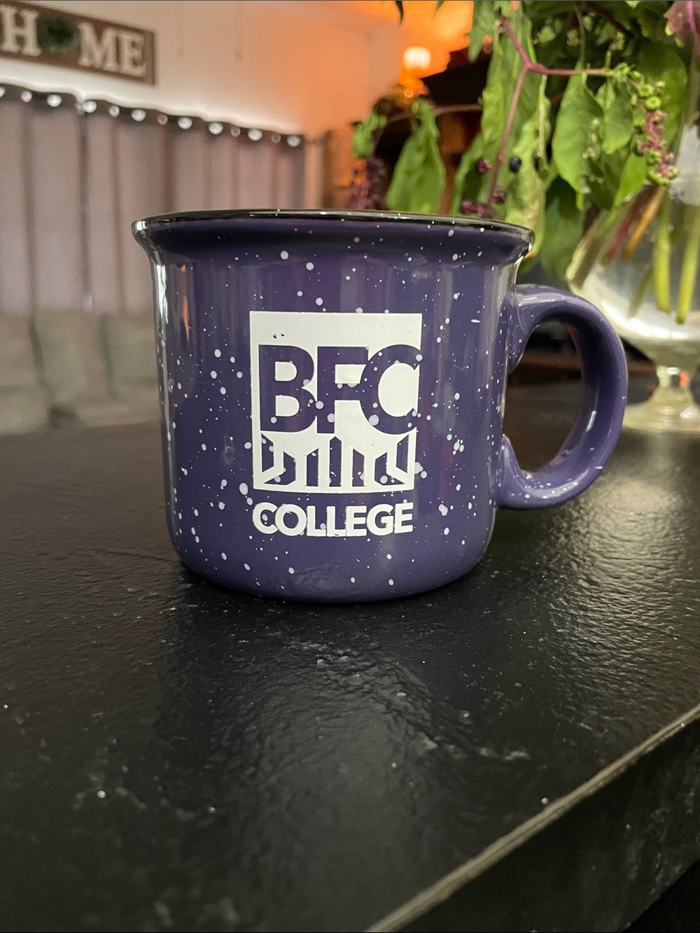 Purple Speckled Camp Mug BFC College